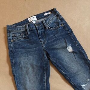 Frame Denim Distressed Dark Blue Jeans